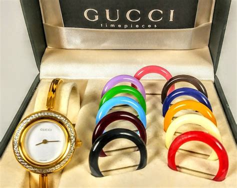 vintage gucci watch with bezels|vintage gucci change bezel watch.